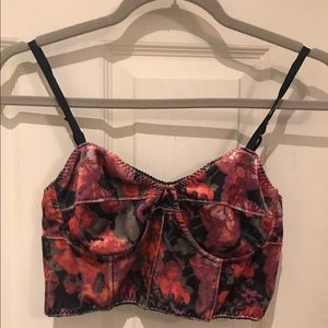 floral velvet crop top bralette